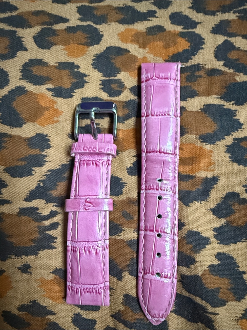 Pink Croc-Embossed Watch Strap